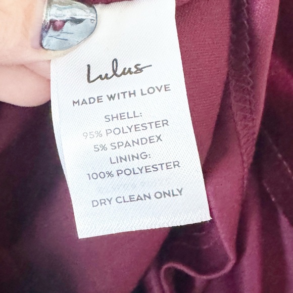 Lulu's Velvet Long Sleeve Romper in DeepMaroon Red - Picture 6 of 12